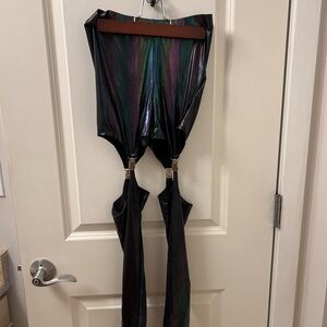 Lip Service Cult Iridescent Black Leggings with Suspenders